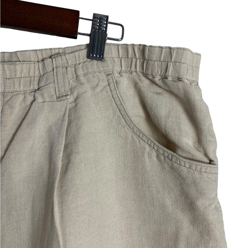 Eddie Bauer 100% Linen Elastic Waist Trousers Khaki Plus Size XXL - Picture 3 of 10